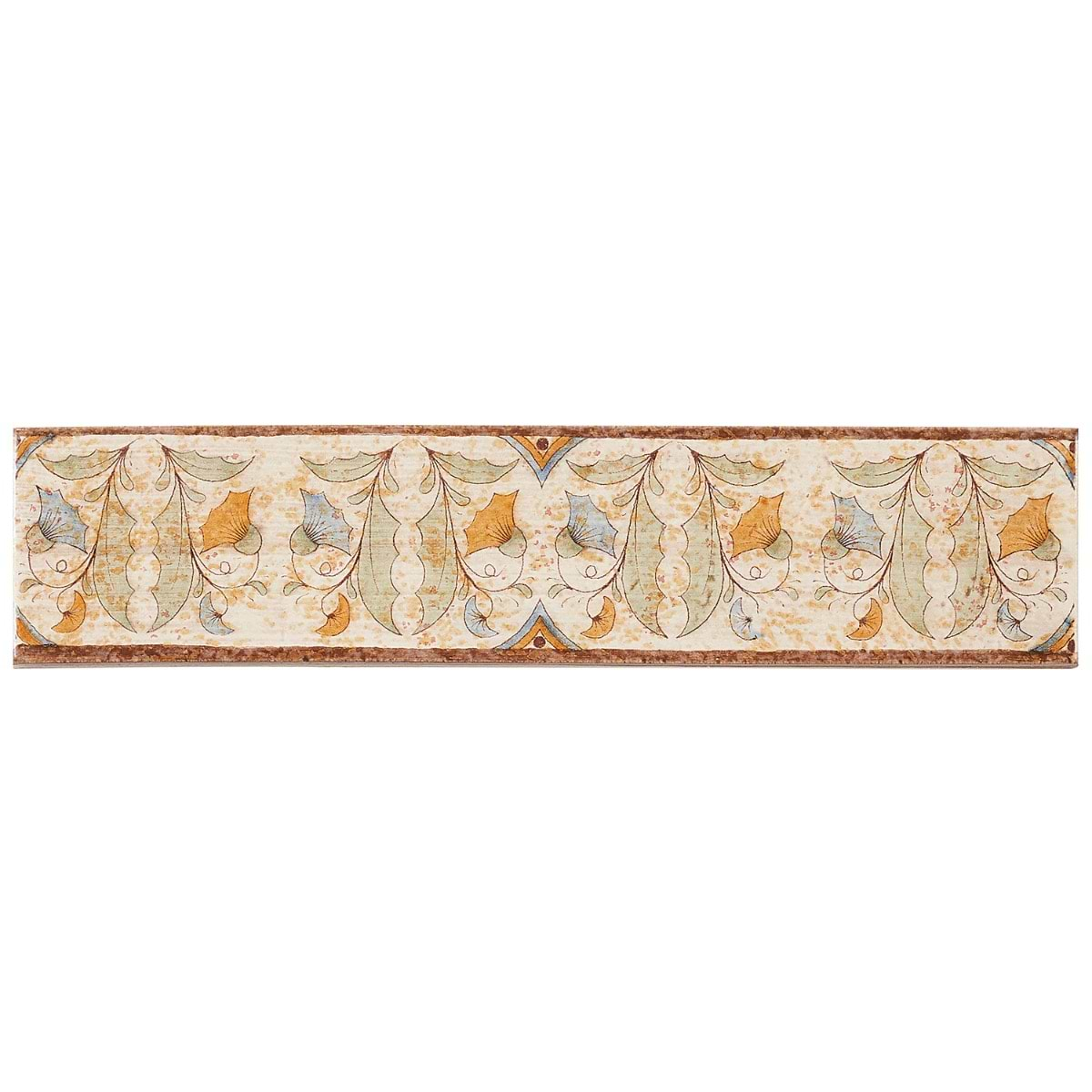 Burgos Terracotta Deco Garden 3x14 Hand Painted Porcelain Border