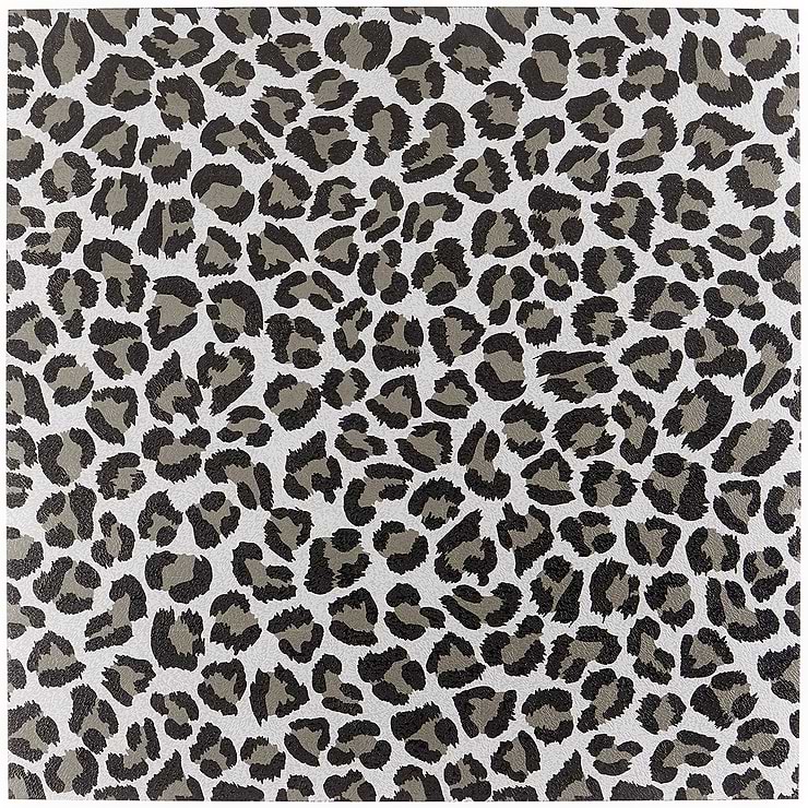 Jungle Leopard Key Black & White 24x24 Matte Porcelain Tile
