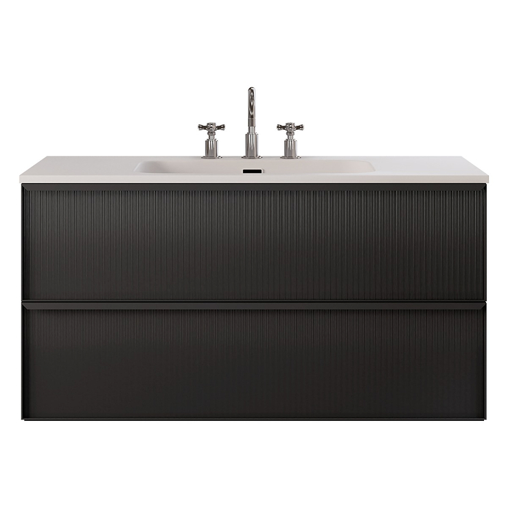 Astor Black 42" Single Vanity with Integrated White Solid SurfaceTop