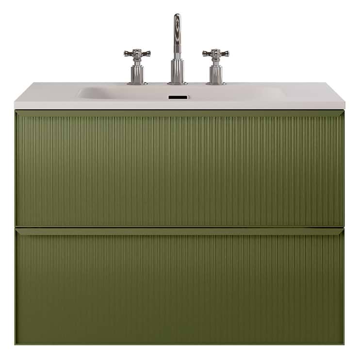 Astor Olive 30" Single Vanity with Integrated White Solid SurfaceTop