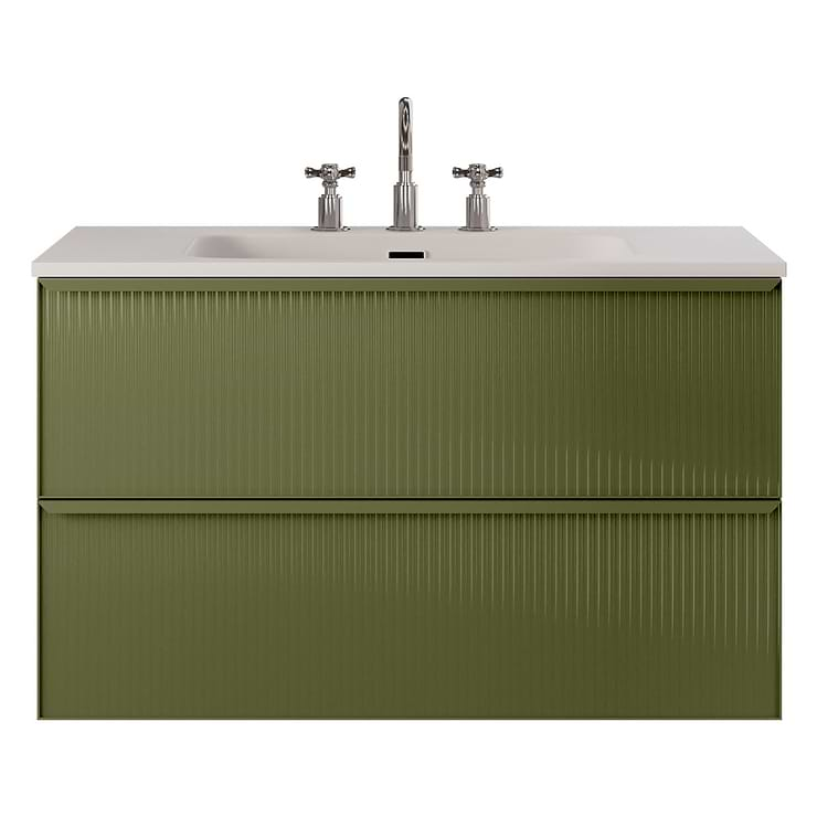 Astor Olive 36" Single Vanity with Integrated White Solid SurfaceTop