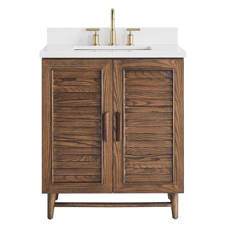 Lowell Dark Walnut 30" Single Vanity with Pure White Quartz Top