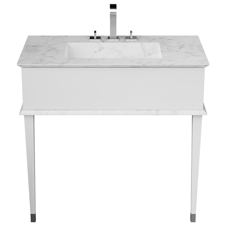 Classic Collection 36"  Carrara and White Vanity with Chrome Accents