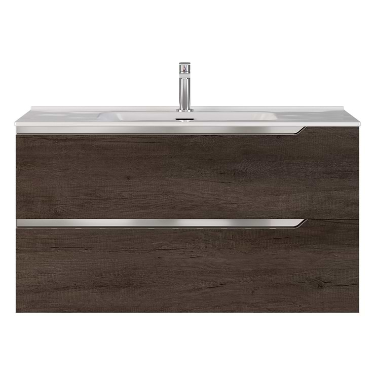 Duo Weathered Oak 40" Single Vanity with Integrated White Ceramic Top