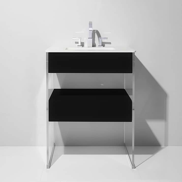 Lucite 24" Black Gloss Vanity and Counter