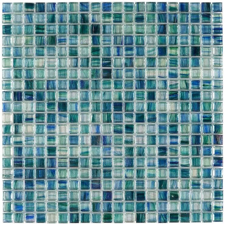 Celeste Summery Bloom Green Glass Polished Mosaic Tile