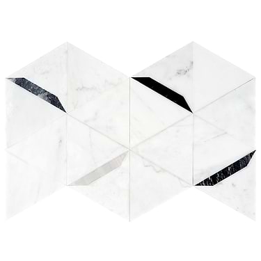 Tres Grigio White 5x6 Polished Marble Mosaic