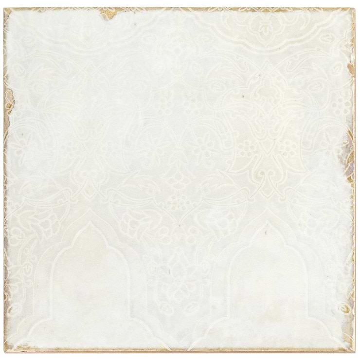 Angela Harris Dunmore Tirreno Decor 8x8 Polished Ceramic Wall Tile, White and Beige