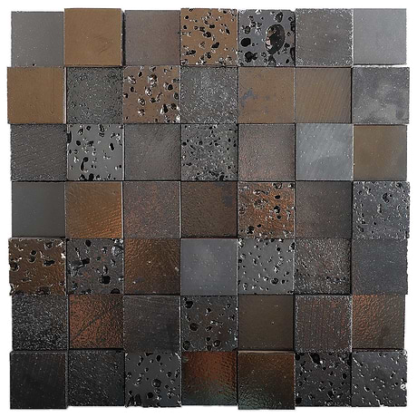 Magma Iron Gray 2x2 3D Squares Polished Lava Stone Mosaic