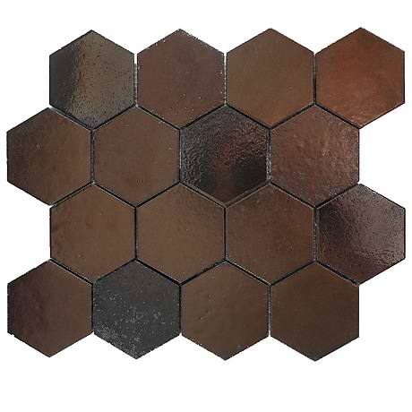 Magma Bronze 3" Hexagon Polished Lava Stone Mosaic