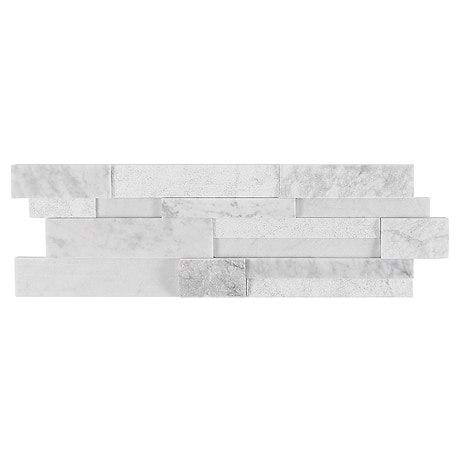 Stackstone Snow White 3D Honed Marble Mosaic