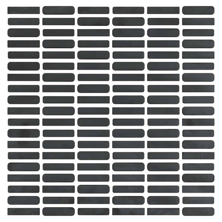 Venini Black 1/2" x 2" Mini Brick Frosted Glass Mosaic Tile