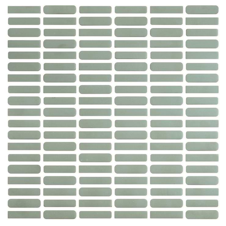 Venini Sage Green 1/2" x 2" Mini Brick Frosted Glass Mosaic Tile