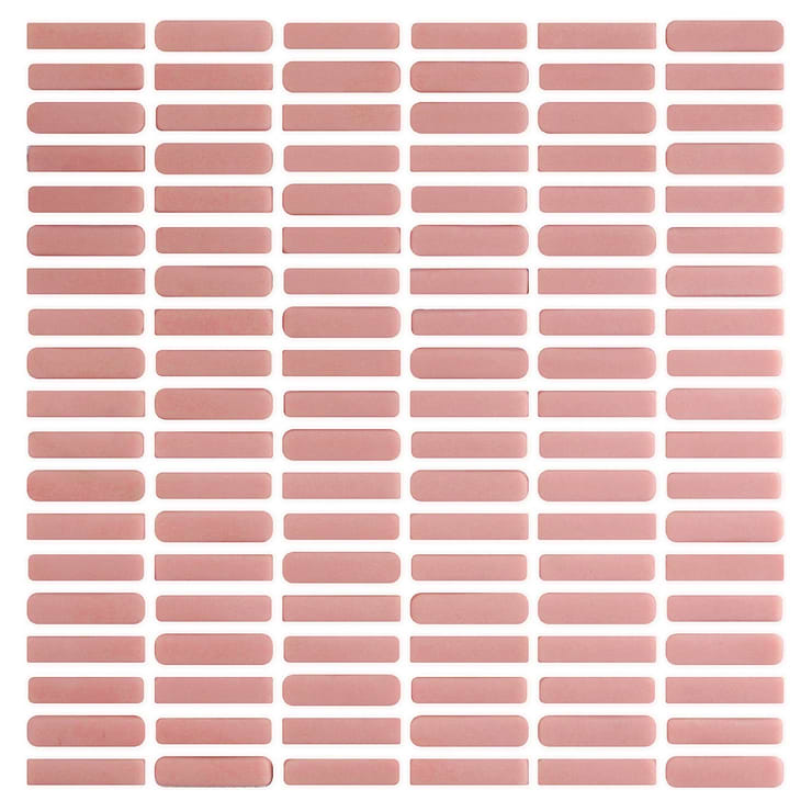 Venini Pink 1/2" x 2"  Mini Brick Frosted Glass Mosaic Tile