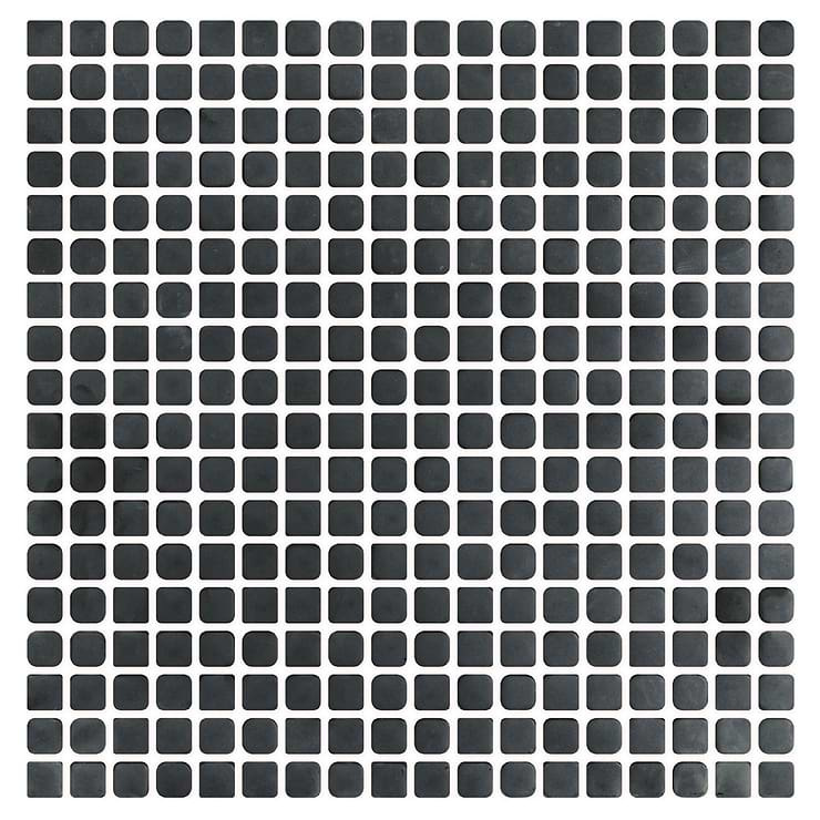 Venini Black 1/2" Mini Square Frosted Glass Mosaic Tile