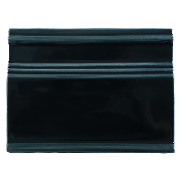 Nabi Midnight Blue Green 6x8 Polished Glass Base Molding; in Blue Green Glass; for Bathroom Wall, Kitchen Wall, Outdoor Wall, Pool Tile, Shower Wall, Wall Tile