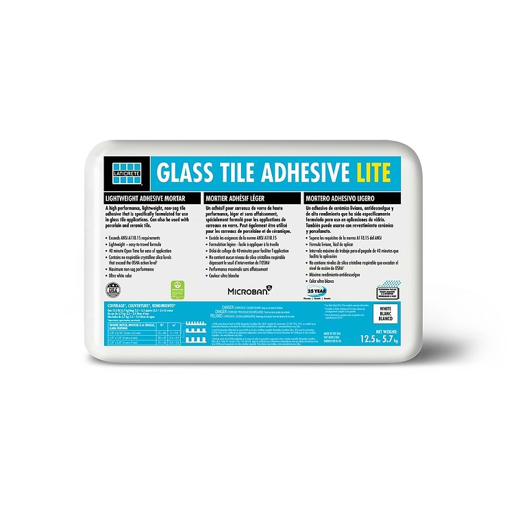 Laticrete Glass Tile White Adhesive Thinset- 12.5lb