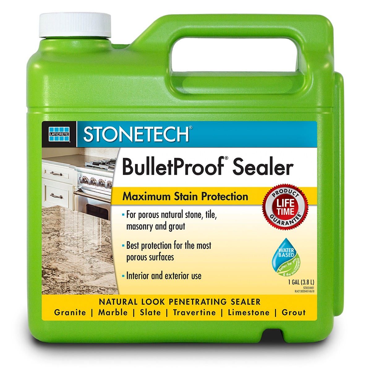 Laticrete BulletProof® Natural Look Stain Protecting High Traffic Sealer for Natural Stone- Tile- & Grout - Gallon
