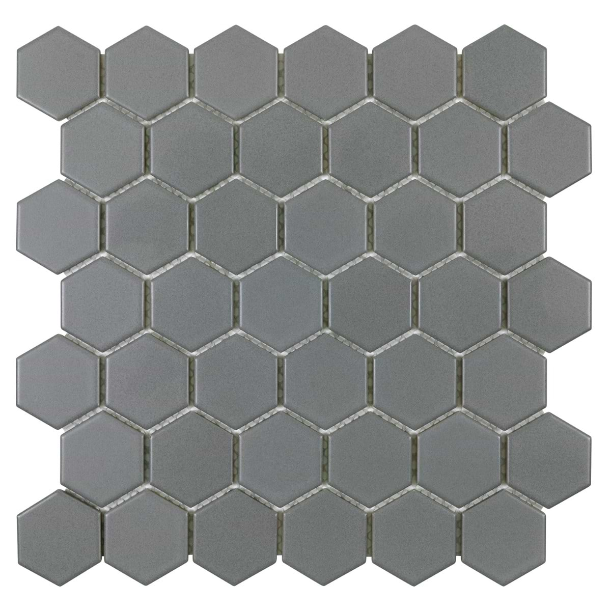 Serenity Gray 2" Matte Porcelain Hexagon Mosaic