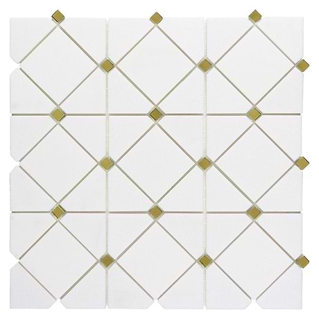 Euphoria Glass Limelight Gold Diamond Honed Marble Mosaic