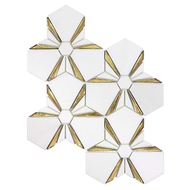 Euphoria Glass Arctic Gold Hexagon Polished Marble Mosaic