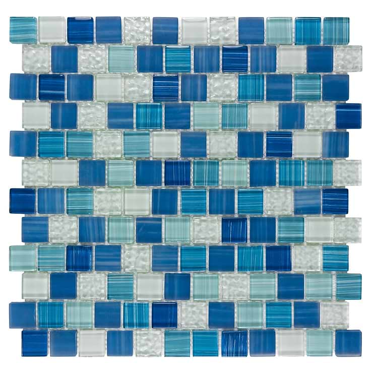 Watercolors Seastone Blue 1x1 Glass Mosaic