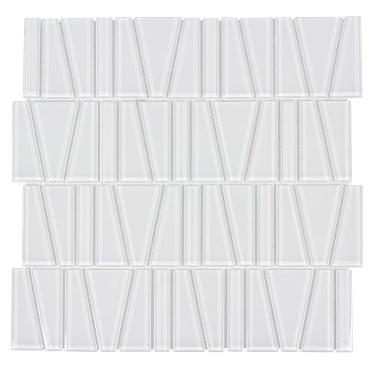 Chic White Glossy Glass Mosaic Tile