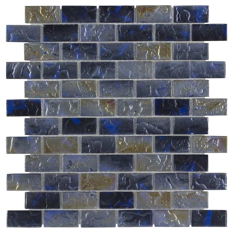 Watercolors Iridescent Portage Blue 1X2 Brick Glass  Mosaic