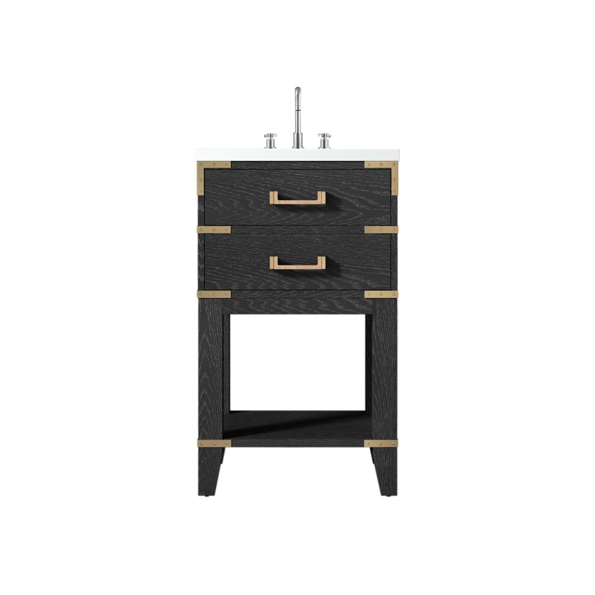 Calico Black Oak 20" Single Vanity with Integrated White Acrylic Top