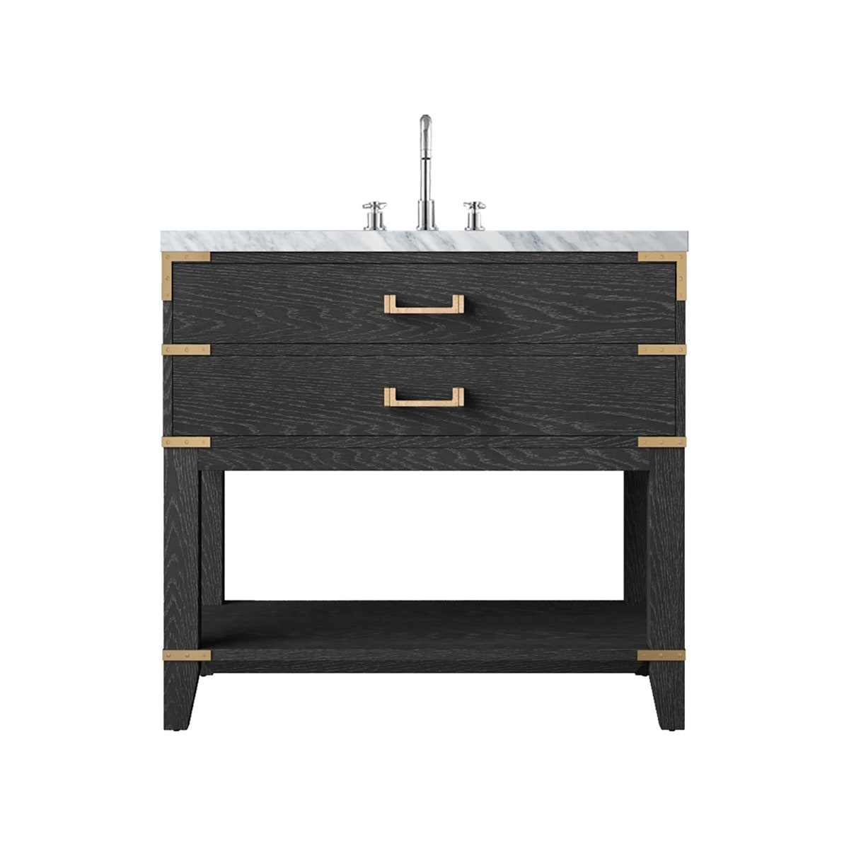 Calico Black Oak 36" Single Vanity with Carrara Marble Top