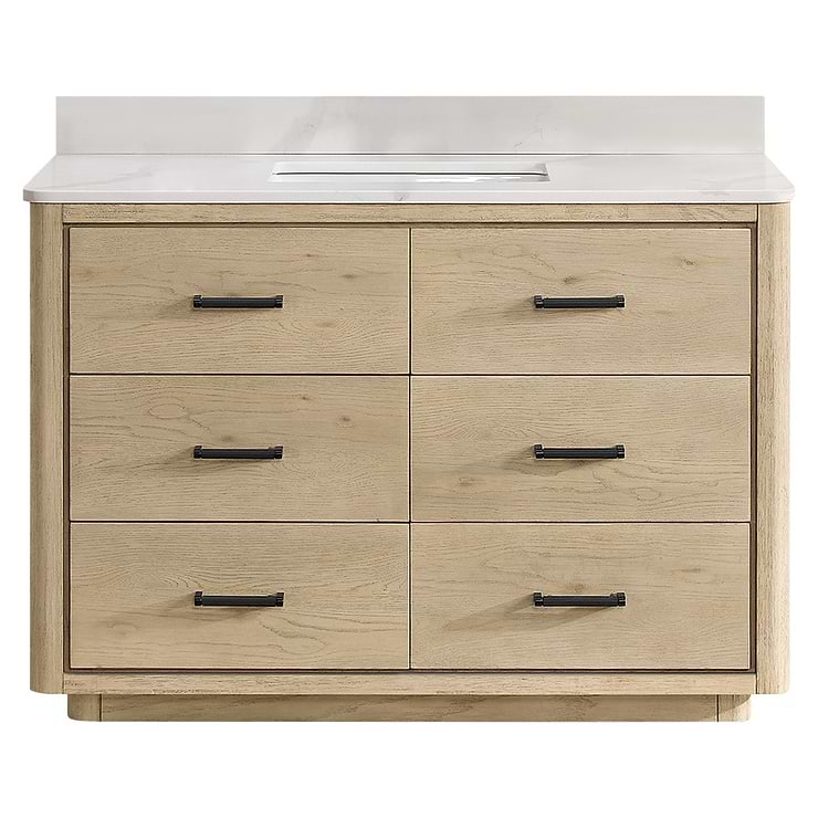 Genora Blonde Oak 48" Single Vanity with Pacific White Quartz Top