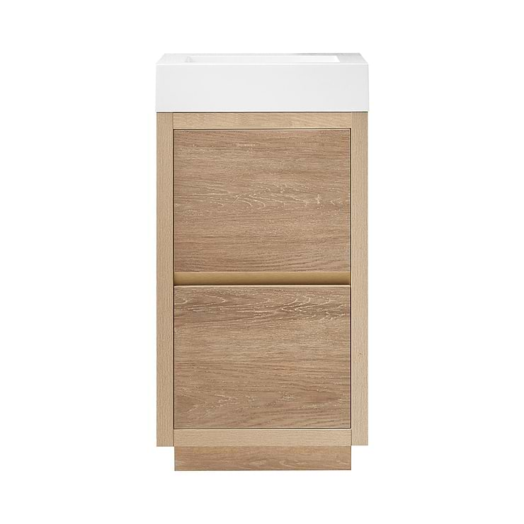 Serrano Blonde Oak 18" Single Freestanding Vanity with White Integrated Top