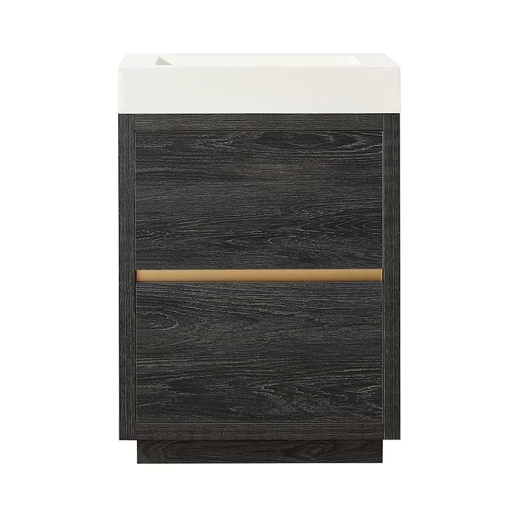 Serrano Black Oak 24" Single Freestanding Vanity with White Integrated Top