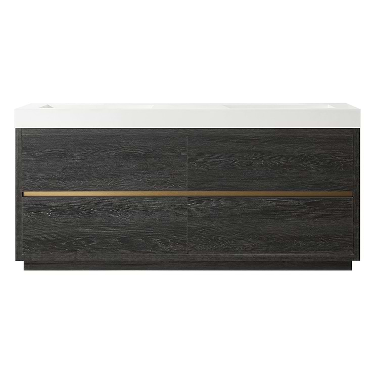 Serrano Black Oak 72" Double Freestanding Vanity with White Integrated Top