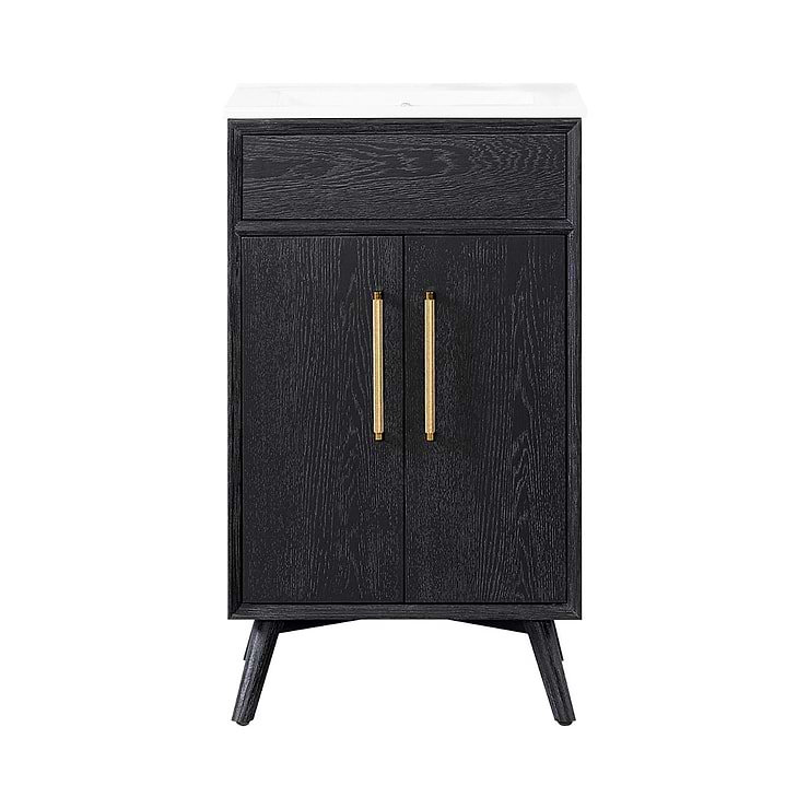 Adelle Black Oak 20" Single Vanity with White Ceramic Top