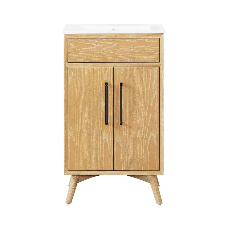 Adelle Blonde Oak 20" Single Vanity with White Ceramic Top