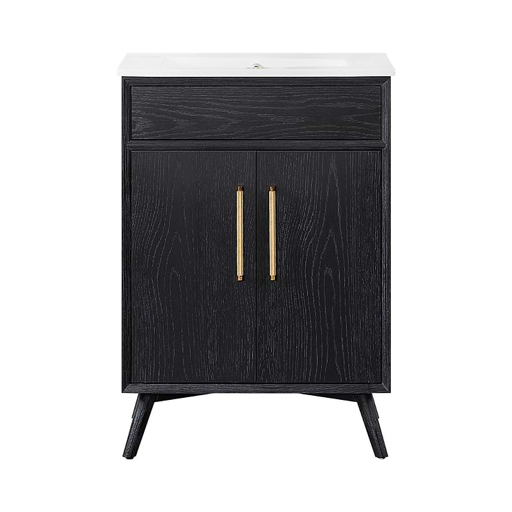 Adelle Black Oak 24" Single Vanity with White Ceramic Top