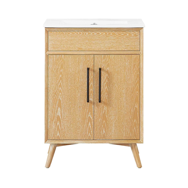 Adelle Blonde Oak 24" Single Vanity with White Ceramic Top