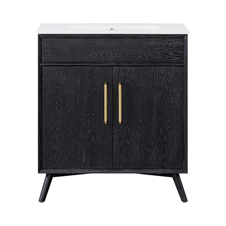 Adelle Black Oak 30" Single Vanity with White Ceramic Top