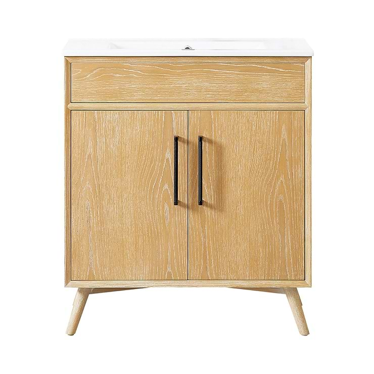 Adelle Blonde Oak 30" Single Vanity with White Ceramic Top