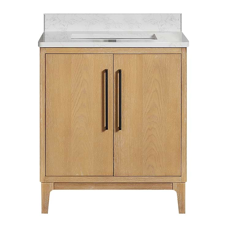 Kaitlin Blonde Oak 30" Single Vanity with White Composite Stone Top