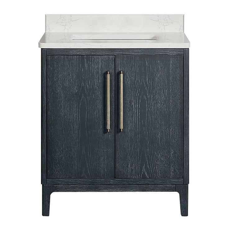 Kaitlin Navy Oak 30" Single Vanity with White Composite Stone Top