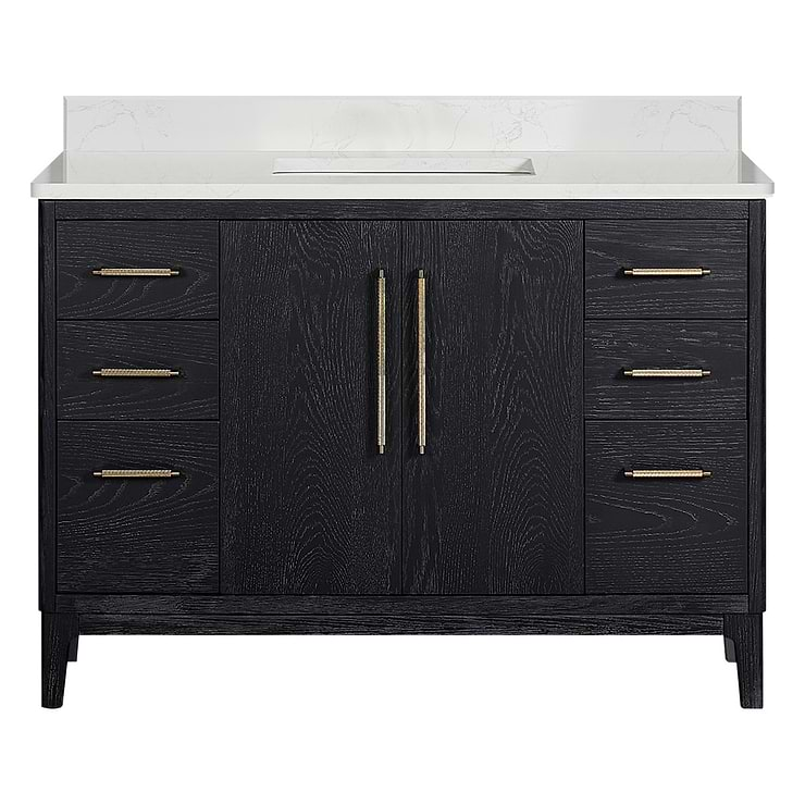 Kaitlin Black Oak 48" Single Vanity with White Composite Stone Top