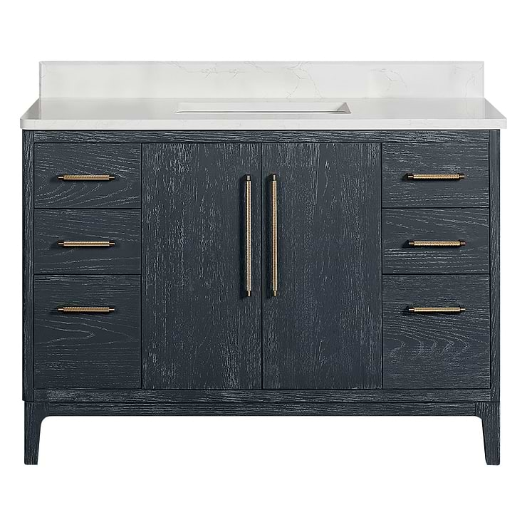 Kaitlin Navy Oak 48" Single Vanity with White Composite Stone Top