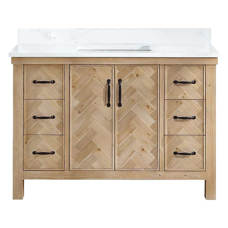 Adeena Blonde Oak 48" Single Vanity with Atlantic Stone Top