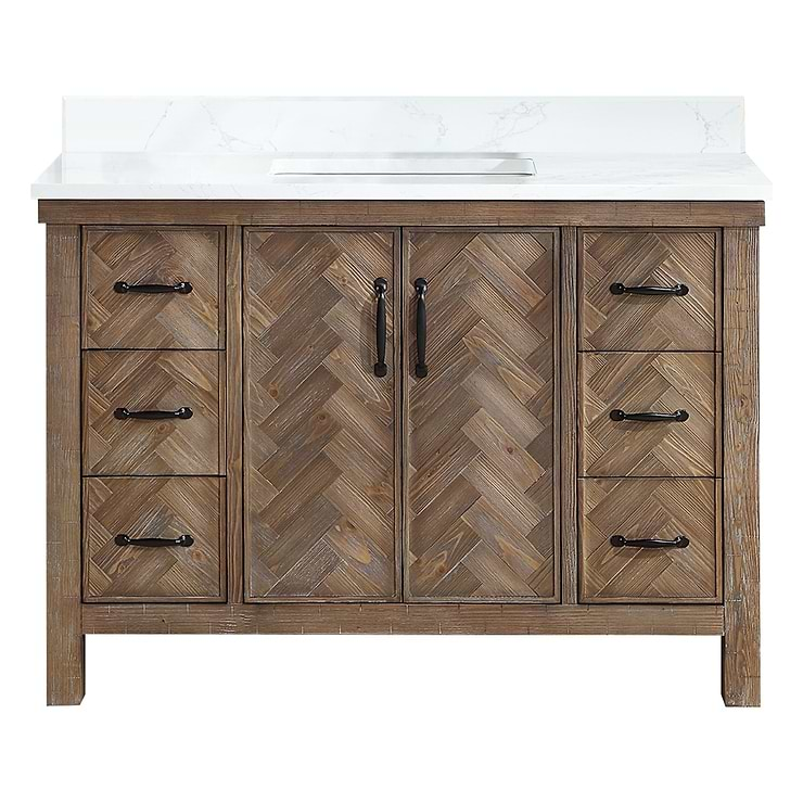 Adeena Brown Oak 48" Single Vanity with Atlantic Stone Top