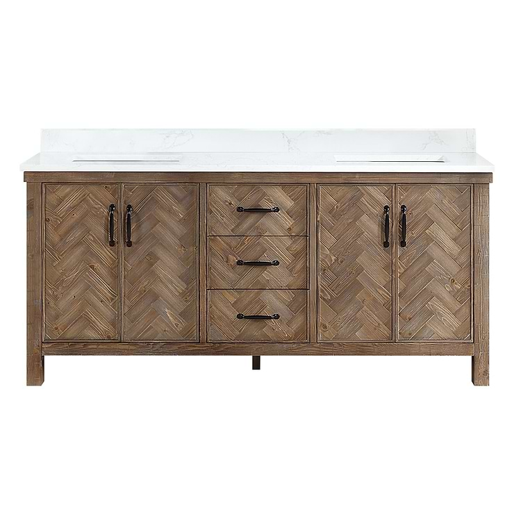 Adeena Brown Oak 72" Double Vanity with Atlantic Stone Top