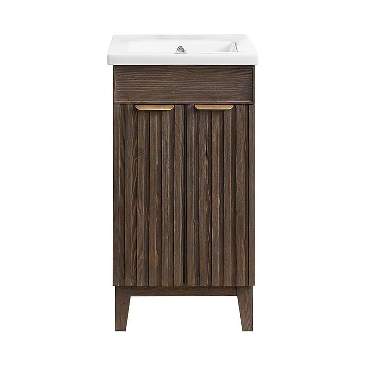 Gess Brown Oak 18" Single Vanity with White Ceramic Basin Top