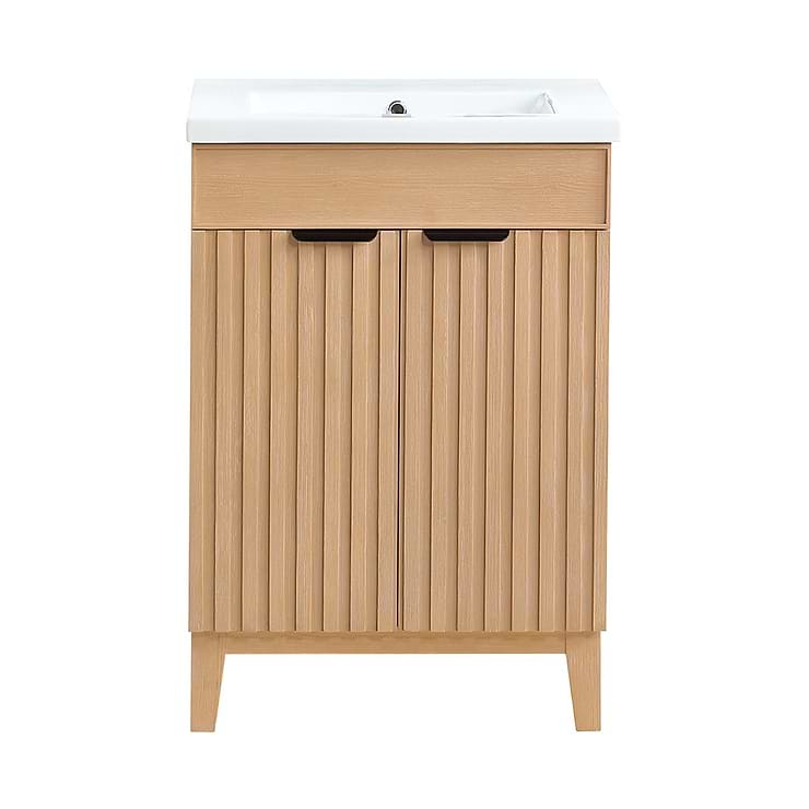 Gess Blonde Oak 24" Single Vanity with White Ceramic Basin Top