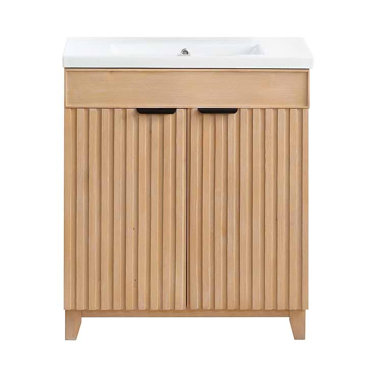 Gess Blonde Oak 30" Single Vanity with White Ceramic Basin Top